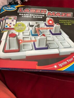 Think! Laser Maze Beam-Bending Logic Game — Red, White, Blue, Purple Accents